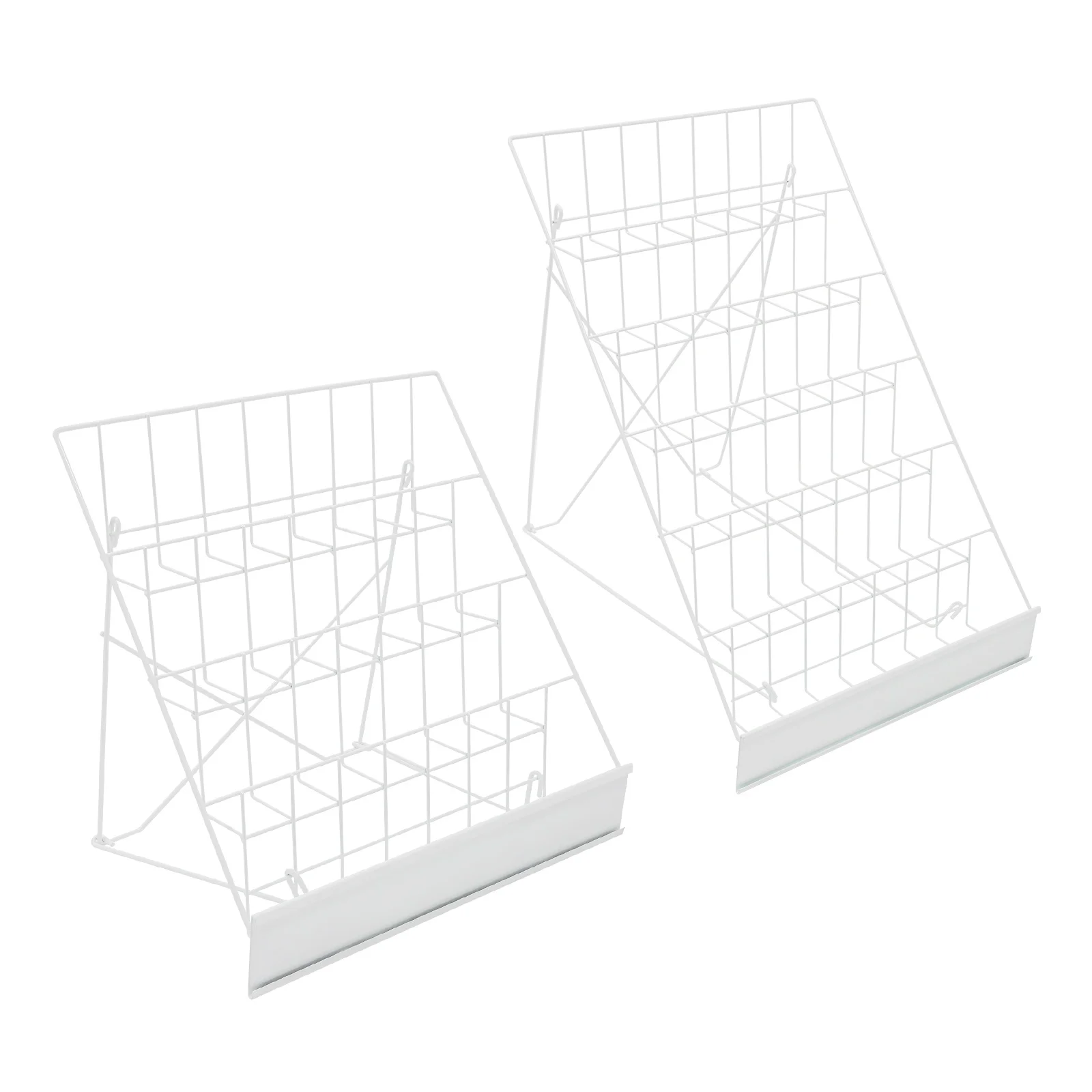 Magazine Newspaper Display Stand 4+6 Tier, Wire Book Rack with Flap and Side Rails for Office School Classroom Store White