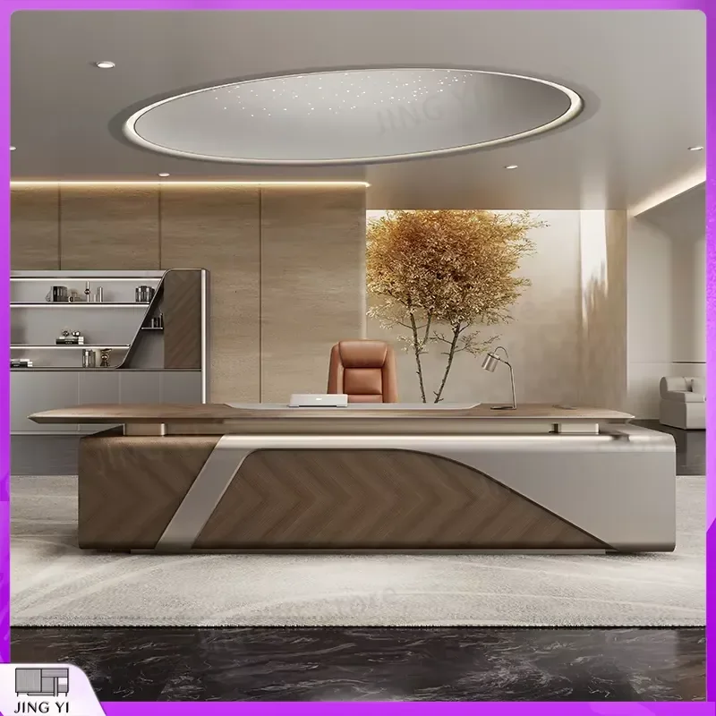 L-Shaped Modern Office Desk for CEO Manager Boss Executive Workstation Ergonomic Computer Desk Adjustable Height Study Desk