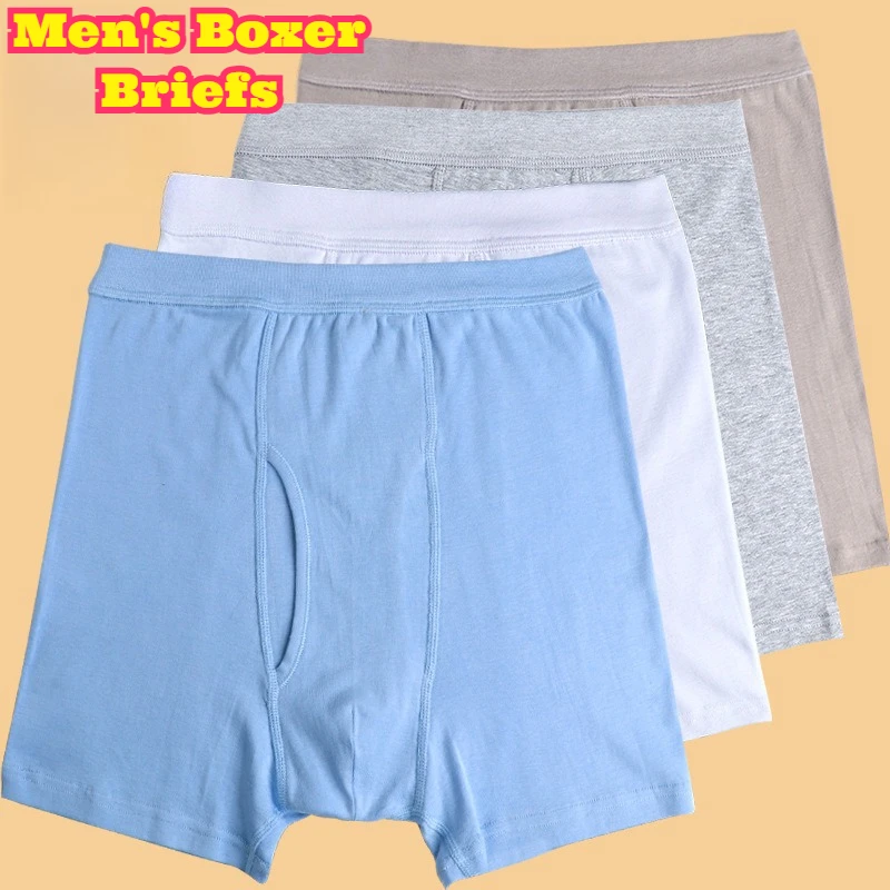 

Men High Waist Cotton Boxer Briefs Middle Aged and Elderly Male Plus Size Loose Fit Soft Comfortable Breathable Cotton Underwear