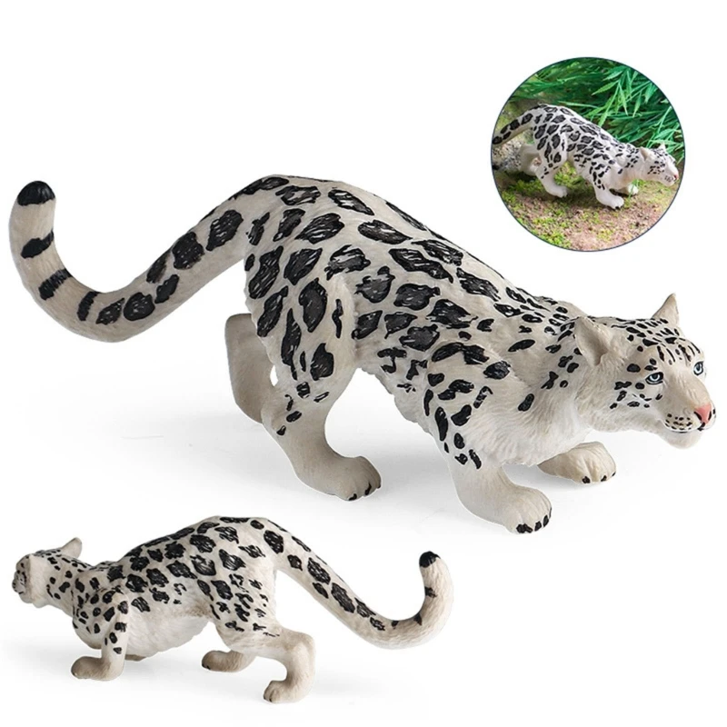 Simulated Wildlife Model Toy Large Snow Leopard Flower Leopard Solid Drop shipping