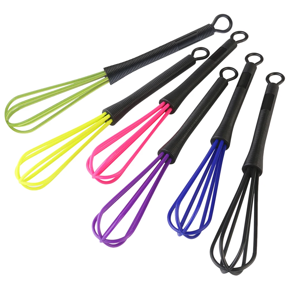 

6pcs Mini Plastic Whisk for Hair Salon Dye Mixer Egg Flour Blender with Hook Easy to Clean Storage Balloon Stirrer Tool