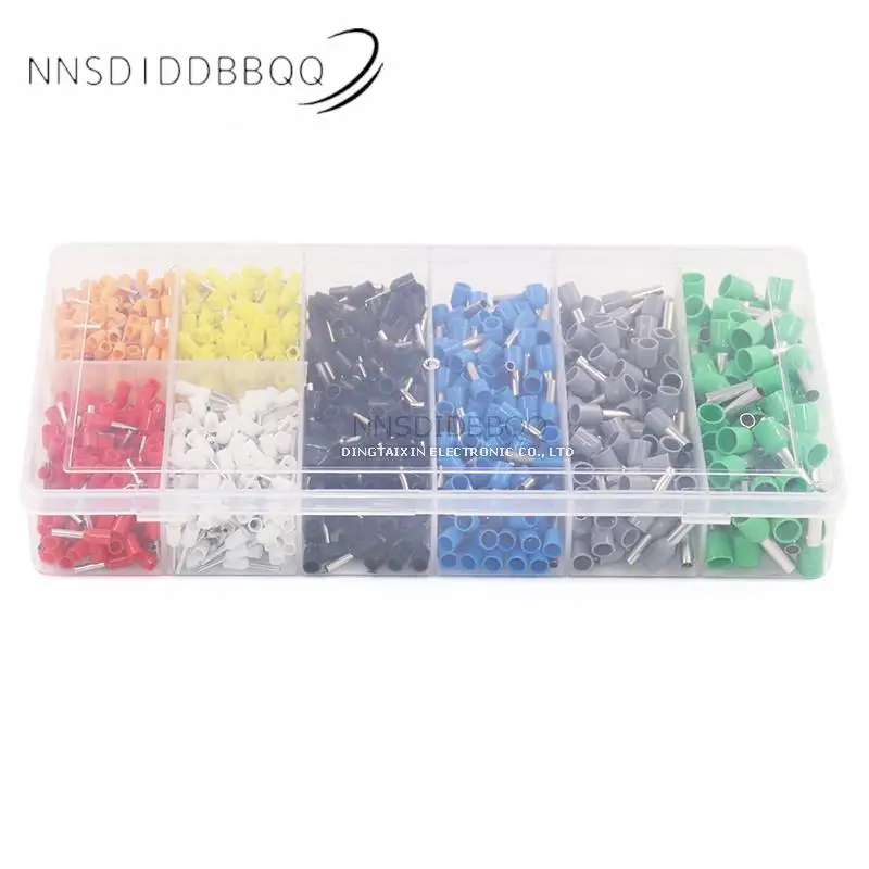 1200pcs 8-Different Pipe Type Cold-pressed Terminals VE tube type Connecting Terminal With Plastic Storage Box