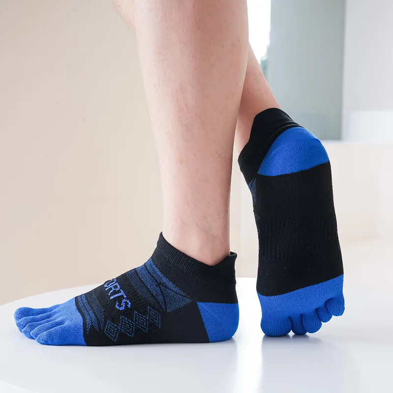 5 pares de calcetines de punta de tubo bajo para hombres calcetines cortos de algodón que absorben el sudor primavera otoño fitness correr deporte proteger calcetines tobilleros 5 dedos