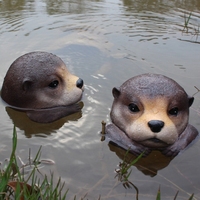 Garden Pond Floating Otters Decors Realistic Otters Statue Outdoor Otters