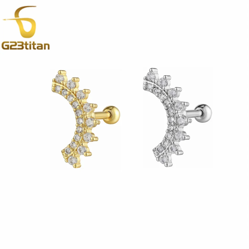 2pc Ear Cartilage Helix Earring 16G G23 Titanium Custom Barbell Screw Back Stud Earring Hypoallergenic Piercing Body Jewelry