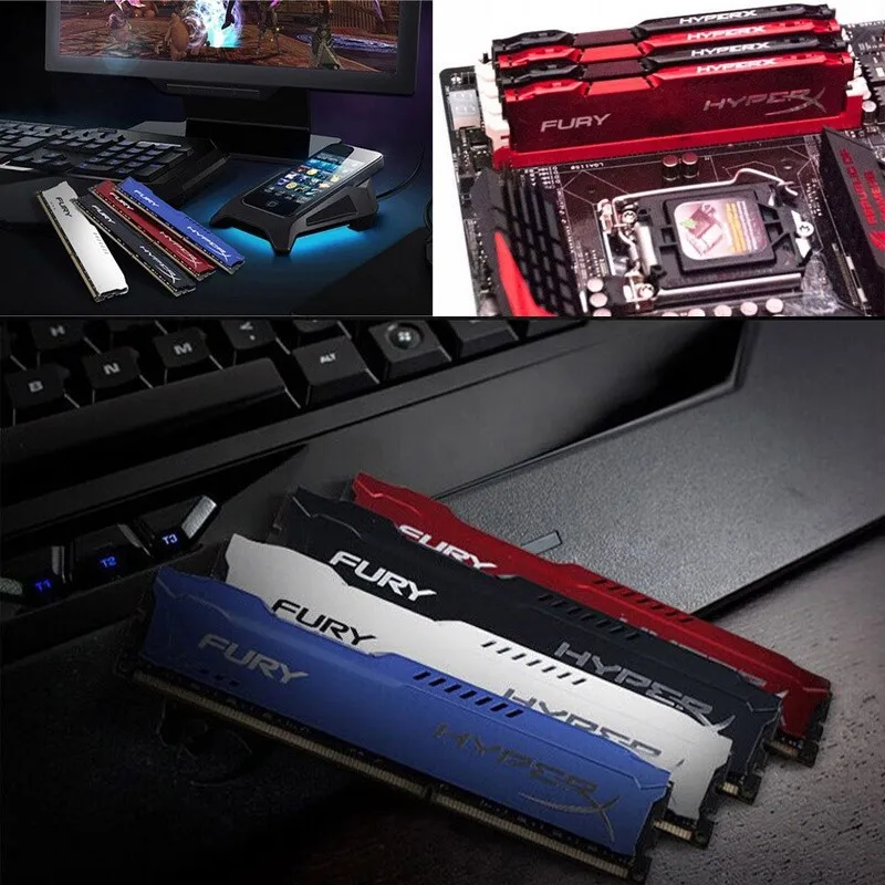 HyperX Fury 8GB 16GB（8GB×2）DDR3 1333MHz 1600MHz 1866MHz 1.35V 1.5V 240ピン DIMM RAMメモリ デスクトップ 10600 12800 14900U対応