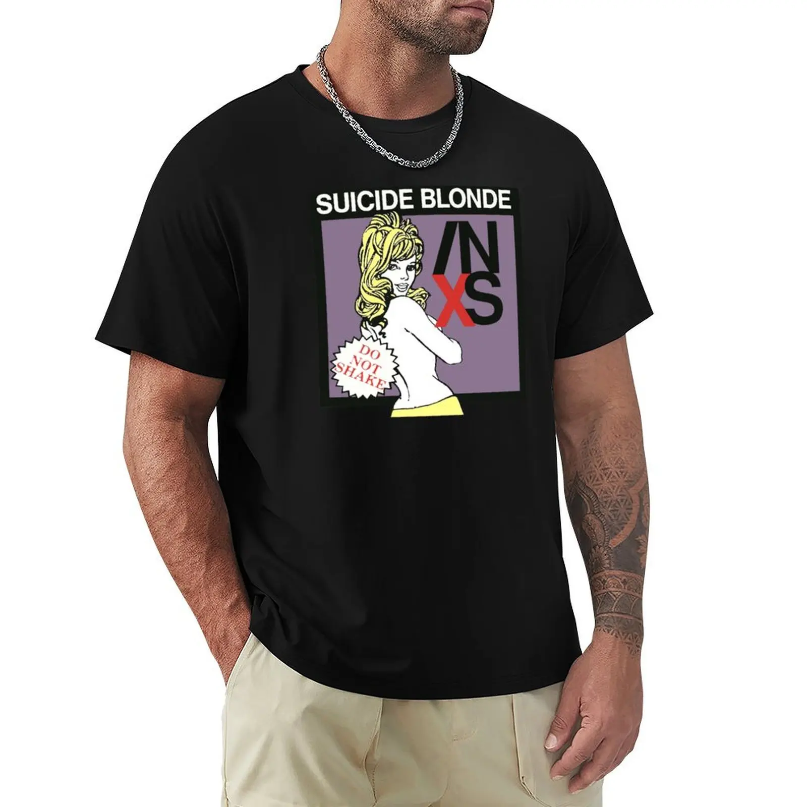 suicide blonde do not shake T-Shirt t shirts for man cotton funny T-Shirt