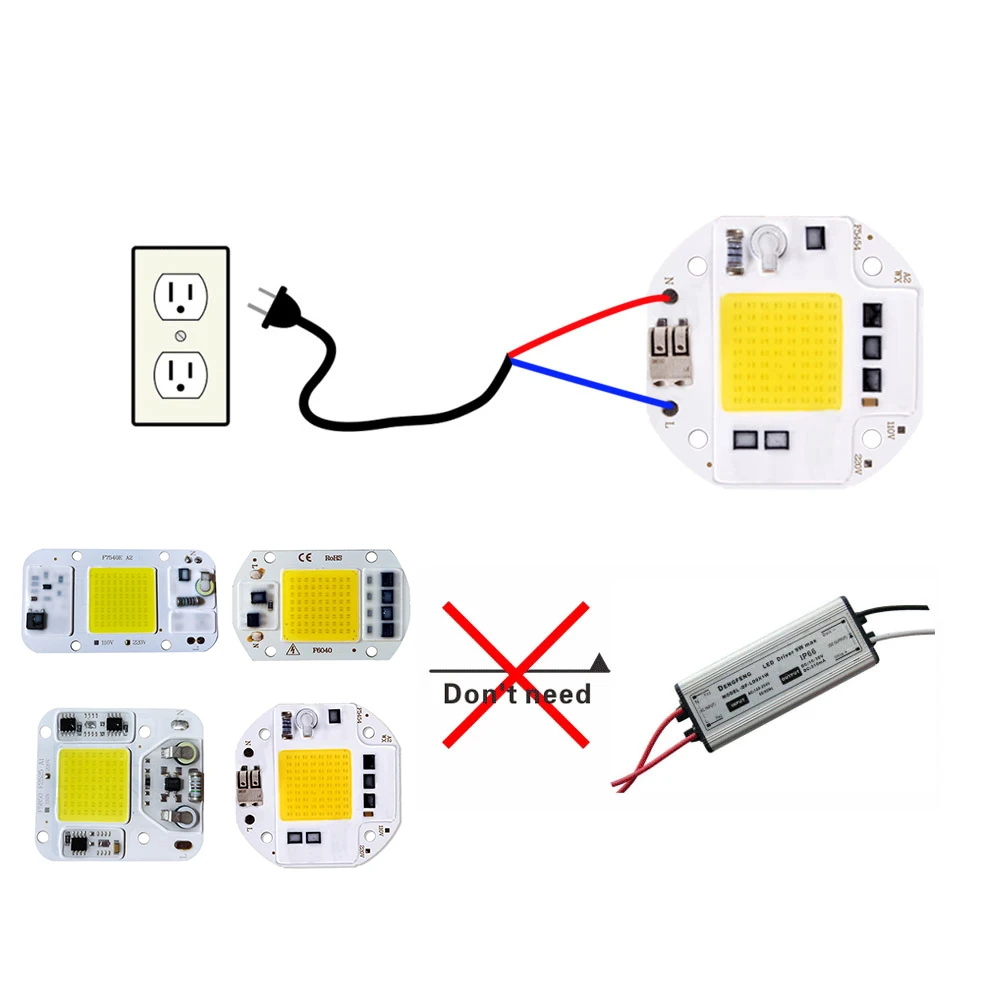 LED lighting accessories: 20W/30W/50W AC 220V COB module chip, outdoor spotlights, spotlight, DIY lighting source alternative