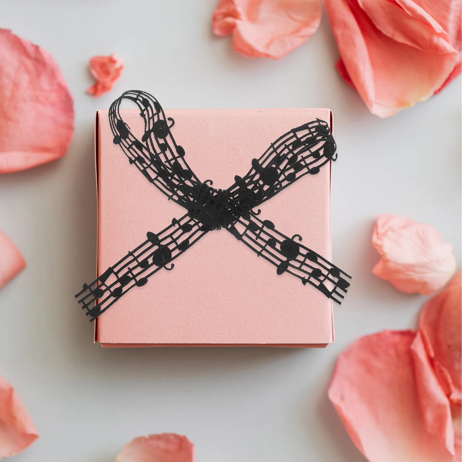 

2 Rolls Hollow Music Note Ribbon Embossed Craft Fabric For Present Wrapping Party Wedding Decorations Scrapbook Ribbons