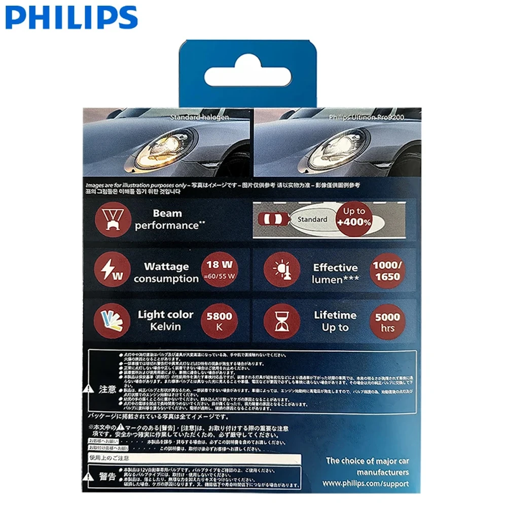 Philips Ultinon Pro9200 HL H11 H9 H7 H4 Car LED Headlight New Version HB3 HB4 9005 9006 12V +400% Cool White 5800K High Low Beam