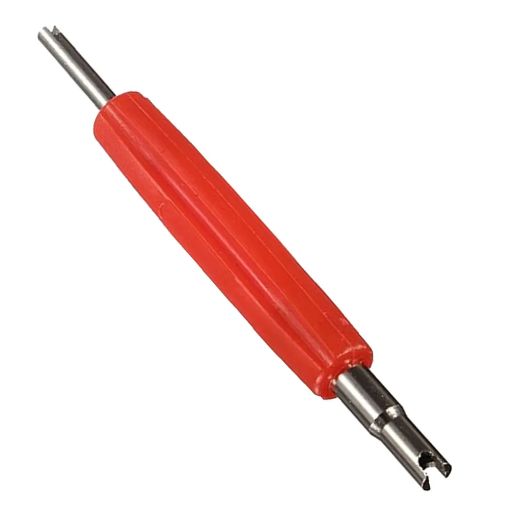 

122Mm Red Tyre Core Wrench Plastic Handle Steel Shaft Plated Dual Mouth Core Removal Tool for Tire Air Valve Adjustment Ac