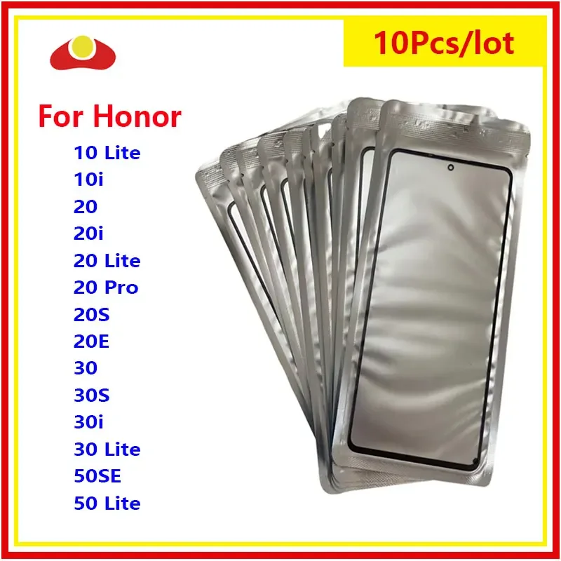 

10Pcs LCD Front Outer Glass Lens For Huawei Honor 50 50se 30 30i 30s 20e 20s 20i 20 Pro 10i 10 Lite Touch Screen with OCA