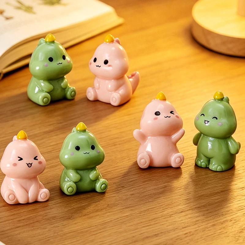 3Pcs Cute Chibi Mini Dinosaur Figurines, Kawaii Healing Resin Micro Landscape Ornaments, Car/Desk Home Decoration Accessories