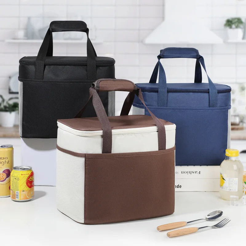 

Изоляционная сумка большой емкости с цветными блоками, трансграничная горячая распродажа, пакет для пикника на открытом воздухе с сумкой для еды, сумка для обеда для офисного работника