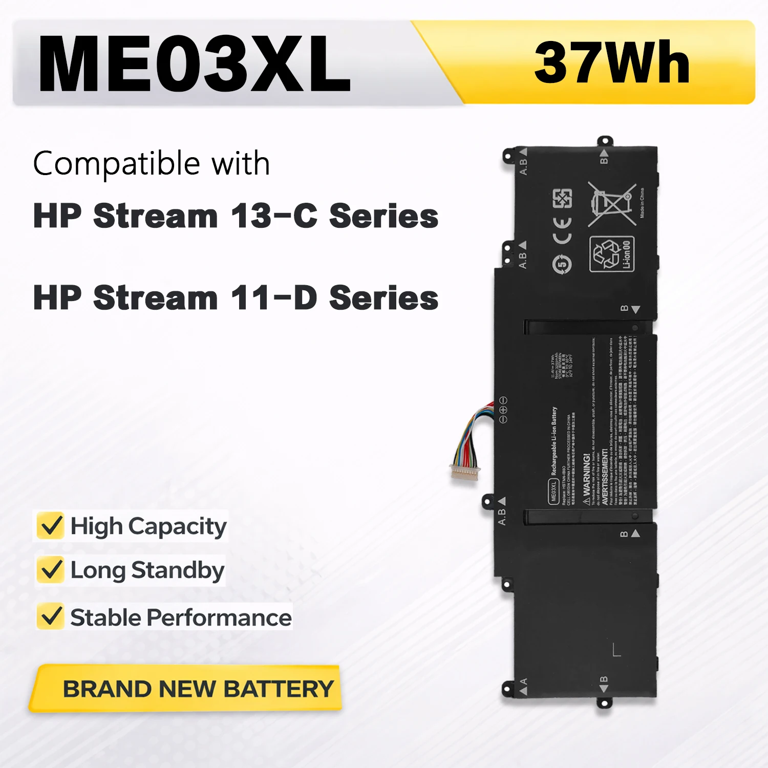 

Аккумулятор PowerHub ME03XL для ноутбуков HP Stream 11-D 13-C Series 11-d010nr 13-c110nr HSTNN-UB6M 787089-541