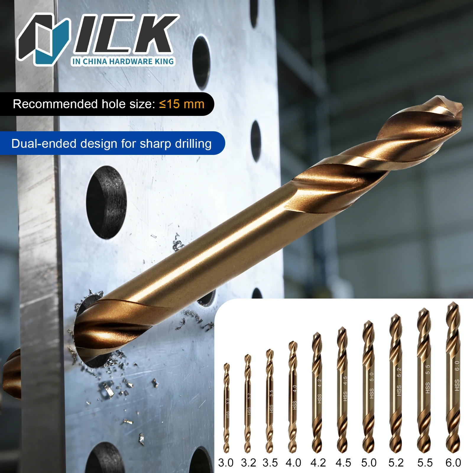 

HSS M35 Co Coated Dual Ended Twist Drill Bit for Wood Metal Stainless Steel Cast Iron High Durability Sharp Drilling Wide Sizes