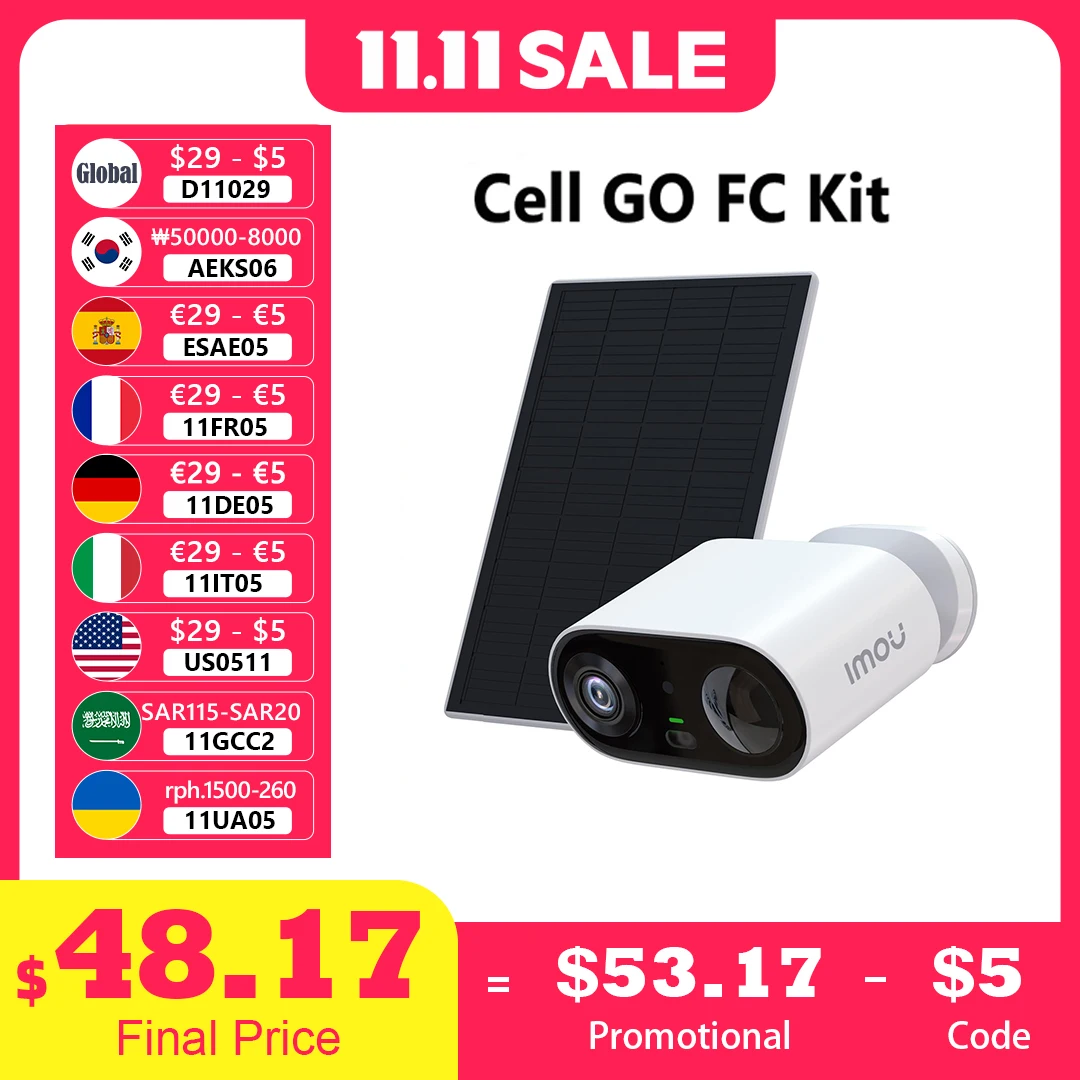 

Полноцветная камера IMOU Cell Go с солнечной панелью, перезаряжаемая камера 2K, функция видеоблога, уличная Wi-Fi камера наблюдения, обнаружение человека