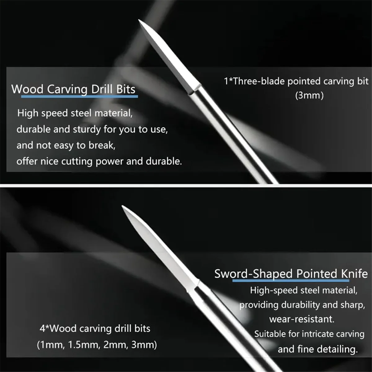 

Wood Carving Drill Bits Set for Rotary Tool 6Pcs Engraving Drill Accessories Bit Wood Crafts Grinding Tool 3mm SSQ