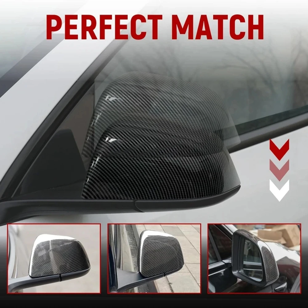 

for Newest Tesla Model 3+ 2024 Highland Side Mirror Cover 2PCS ABS Carbon Fiber Rearview Mirror Cap Passenger and Drive Side