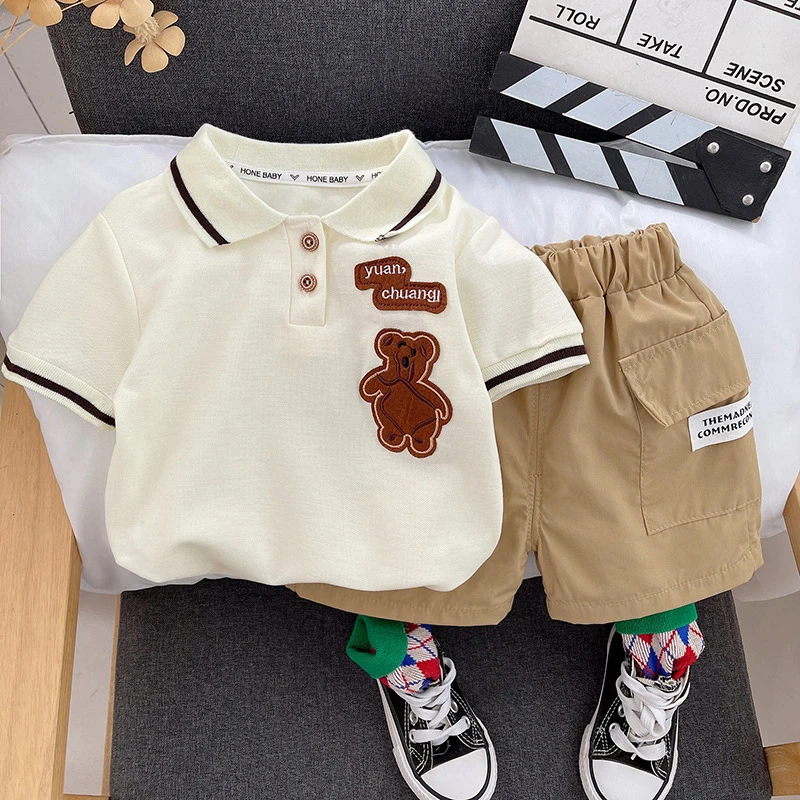 Boys Summer Mother Kids Short Sleeve Sets New Style Boy Baby Casual Cotton Clothes Fashion Children Stylish Handsome 2pcs Suits