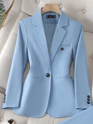 Hoge Kwaliteit Lange Mouw Vrouwelijke Blazer Vrouwen Blauw Koffie Kaki Enkele Knop Slanke Jas Dames Zaken Werkkleding Formele Jas