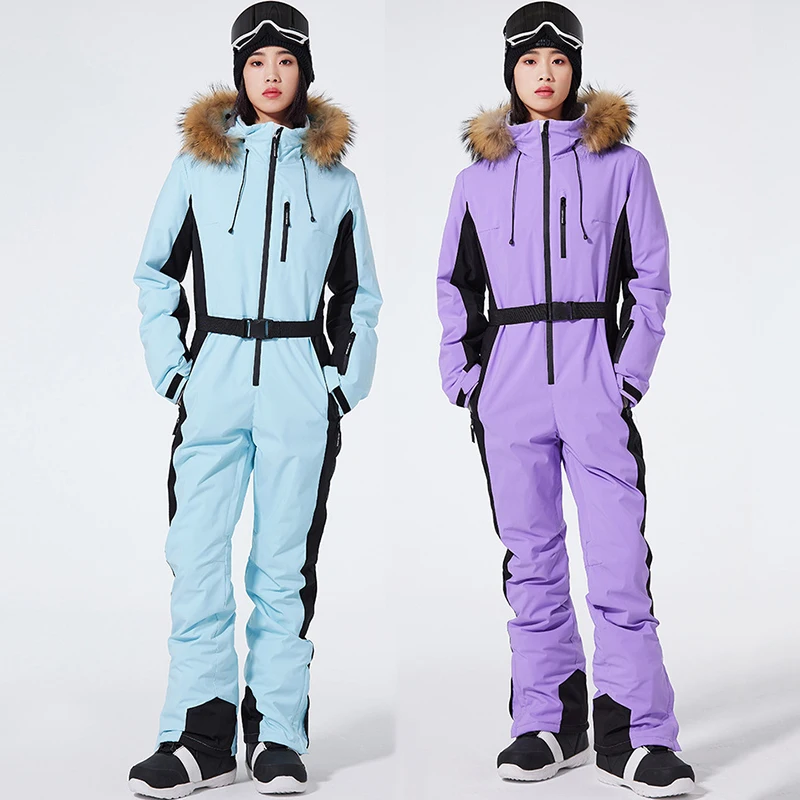 Winter Jumpsuit Ski Suit Outdoor Snowboard Jacket Suit Waterproof Windproof Snowboard Set Female Warm Snow Jumpsuit Slim S-XXL