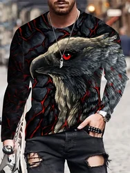 3D Eagle Print Men's Long Sleeve T-shirt Autumn Daily Casual Men's Long Sleeve Top Outdoor Street Fashion Long Sleeve T-shirt