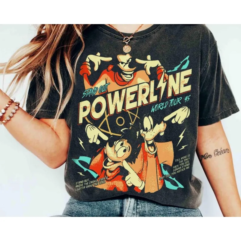 T-shirt rétro Disney A Goofy Movie Powerline Stand Out World Tour, t-shirt assorti pour la famille, Magic Kingdom WDW, cadeau d'anniversaire 2026