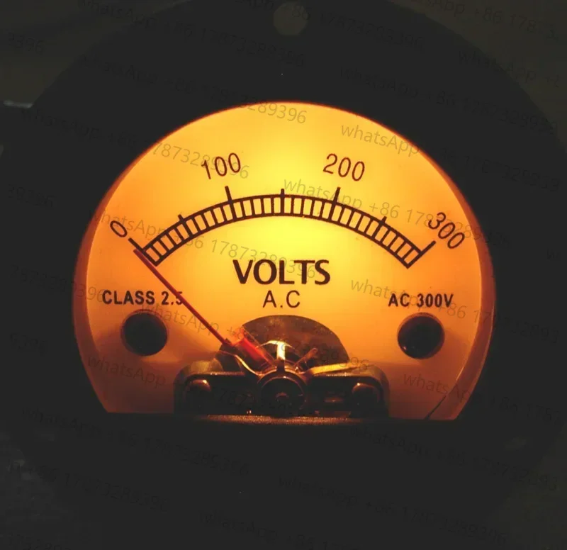 

Customization S52 Round Black Pointer Meter, 220V 300V AC Voltmeter, Retro Design Yellow Backlight