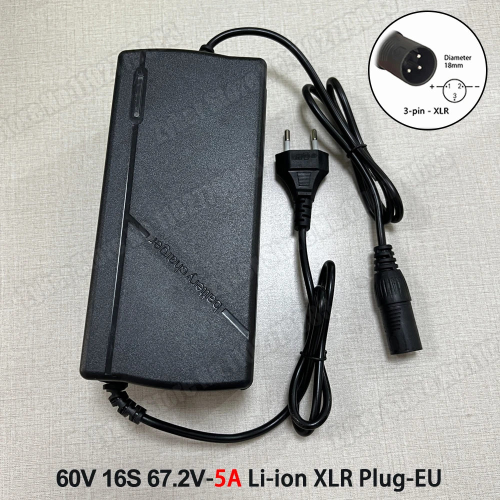 60V 72V 5A Lithium-Batterie-Ladegerät 67,2V 84V 5A Lithium-Akku 16S 20S 5A Intelligente intelligente Schnellladegeräte EU-Stecker