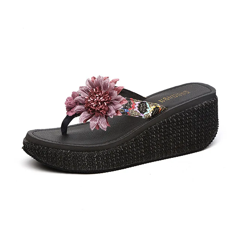 Sandal Sandal Pantai Flip Flop Wanita Sandal Wedges Wanita Platform Sepatu Kasual Sepatu Bunga Fashion Sandalias Wanita