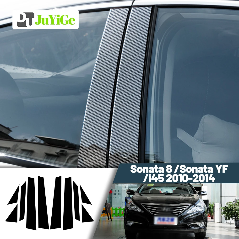 

Glossy Black Carbon Fiber Window Door Deal B C Pillar Post Cover Sticker For Hyundai Sonata 8 Sonata YF i45 2010-2014 2011