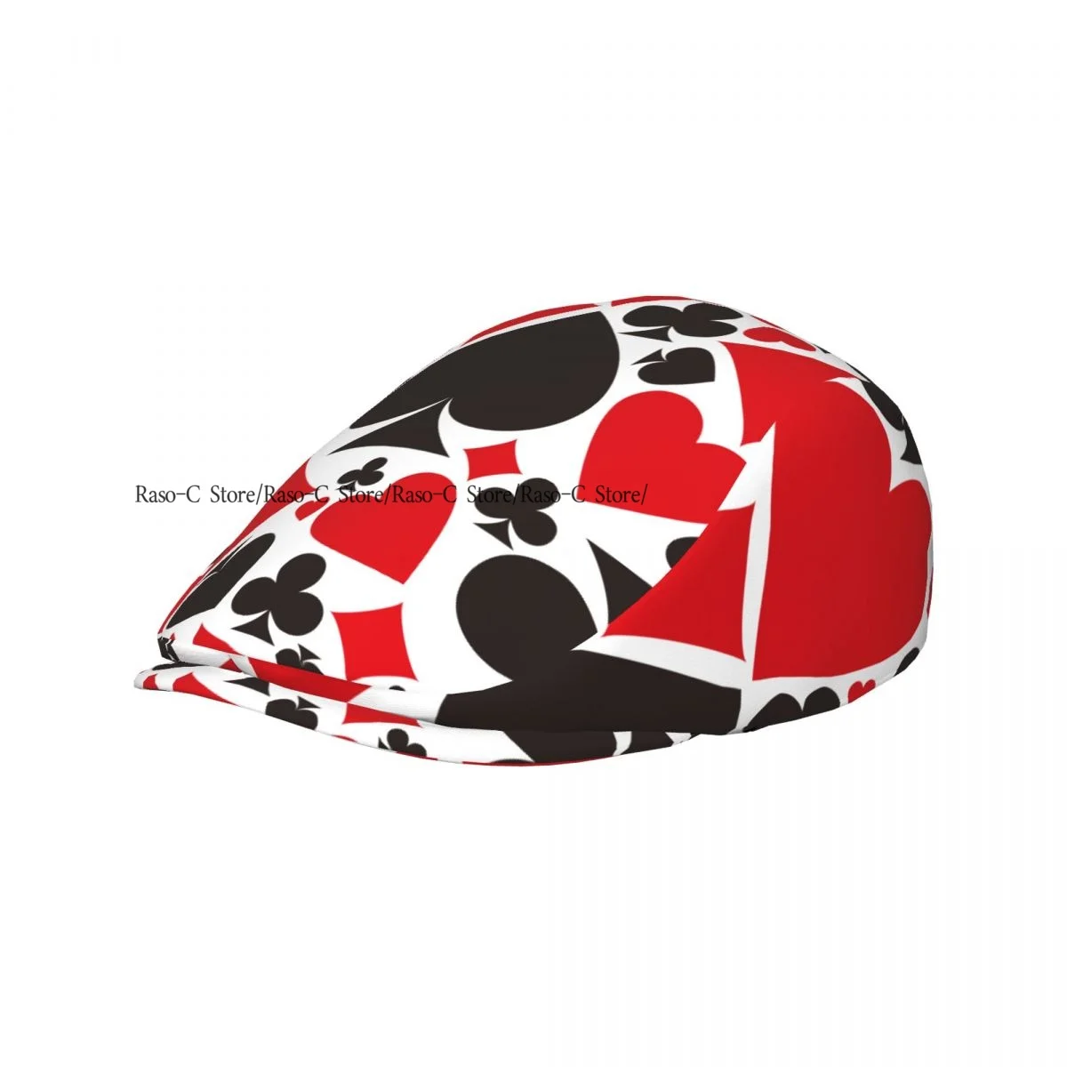 British Gatsby Newsboy Cap For Adults Poker Pattern With Card Suits Flat Peaked Cap Autumn Winter Beret Hat