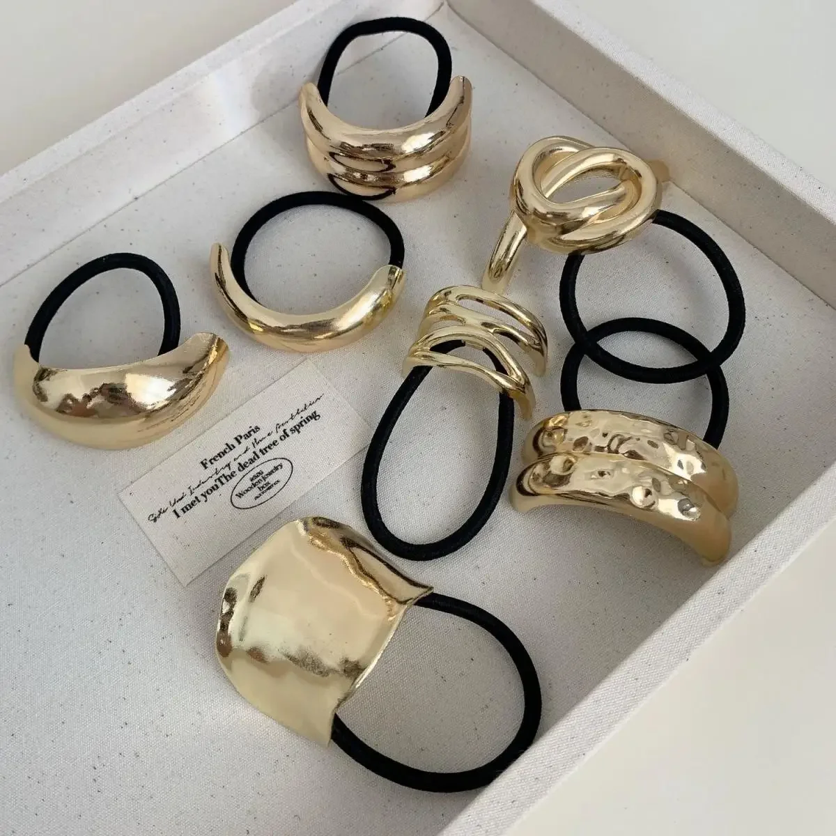 Hot Korean Fashion Metal Irregular Double-Layer Hair Bands Rope Women Headband Elastic Hairband Ponytail Holder Hair Accessories