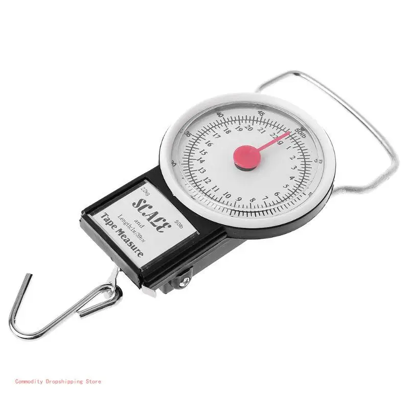 Hand Held Dial Weight Scale with Tape Measure, Mechanical Kitchen and Fishing Scale