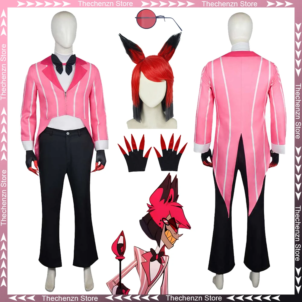 

Fancy Dress Alastor Cosplay For Men Clothing Glasse Wigs Wand TV Hell Hotel Costume Halloween Adult Man Roleplay Party Outfits