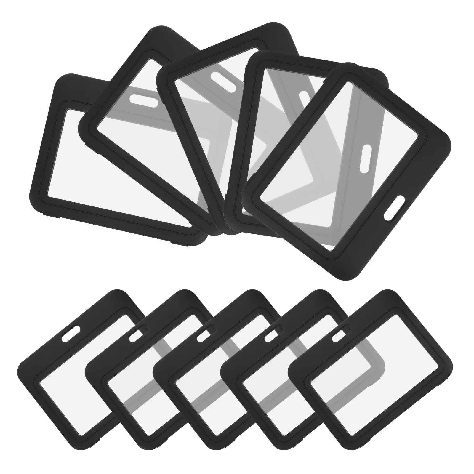 

10pcs Double Sided Transparent Badge Holder For Id Cards Pvc Lanyard Compatible Work Student Credit Cards Lightweight