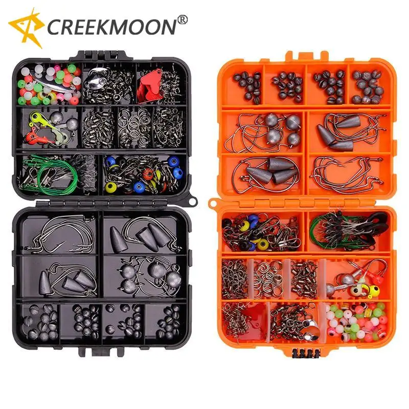 釣りアクセサリーキット-257個-箱-釣り道具付属-フック-ウェイト-シンカー-スイベル-ビーズ-ギアと装備