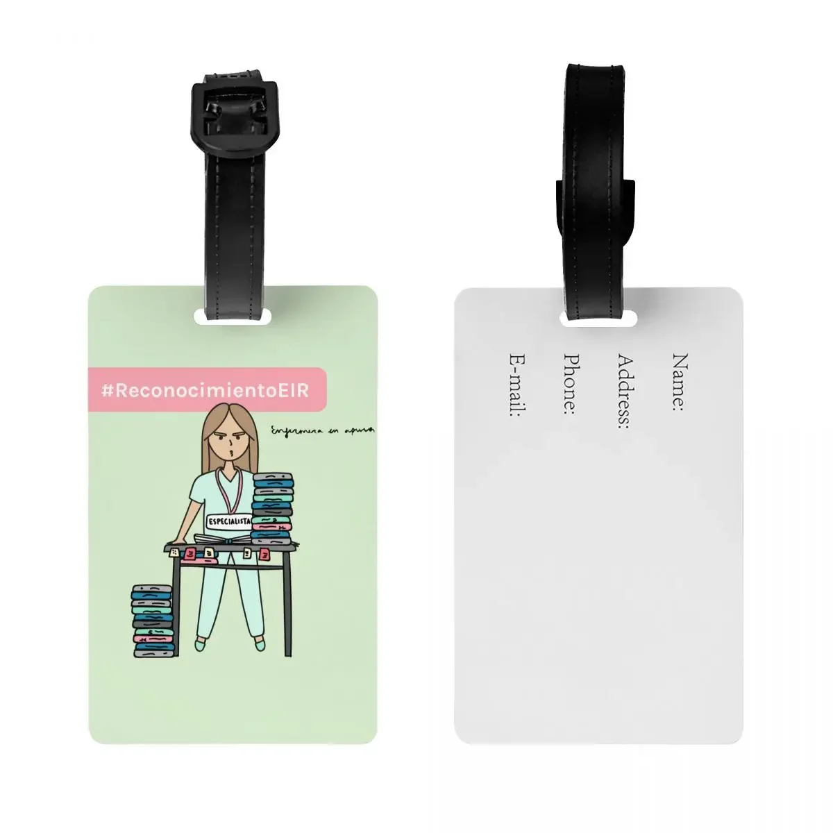 Enfermera En Apuros Doctor Nurse Medical Luggage Tag Suitcase Baggage Privacy Cover ID Label