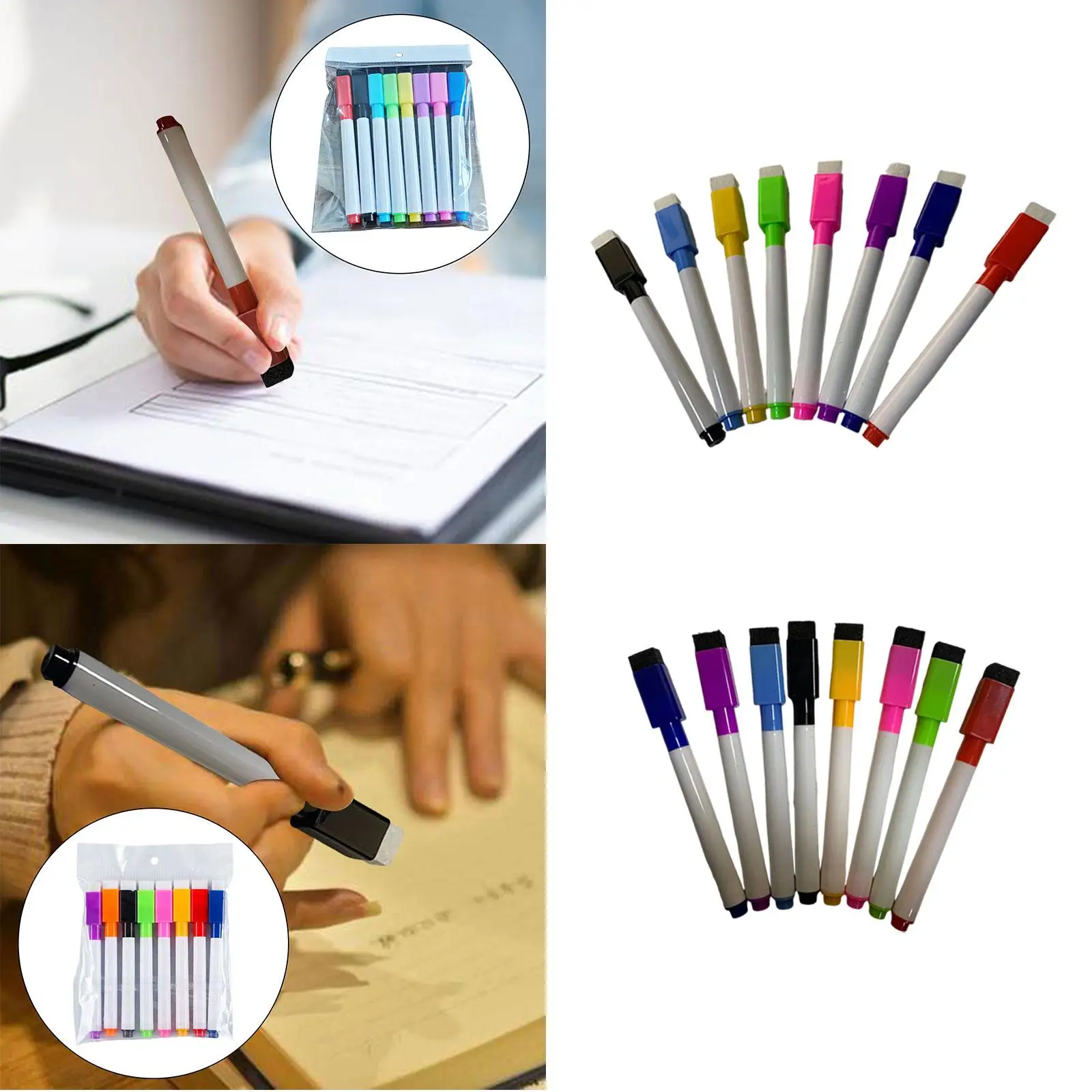 Rotuladores de pizarra blanca de colores surtidos, bolígrafos de limpieza para tablero, tableros de cerámica para el hogar, 8 Uds.