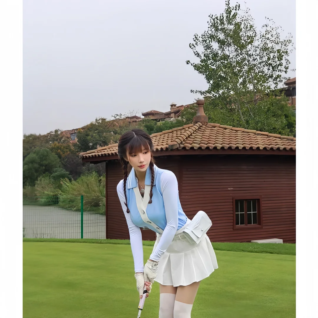 SG Golf Clothing Women\'s Set Autumn/Winter Long Sleeve Thin Knitted Slimming Vest Vest Outdoor Sports Leisure Fashion
