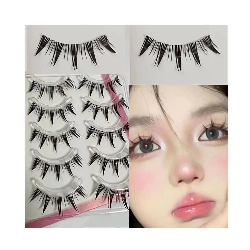 Manga Lashes 5 Pairs Anime Cosplay Faux Mink Lashes Eyelashes Full Lashes Extension Korean Short Natural Strip Y0A6