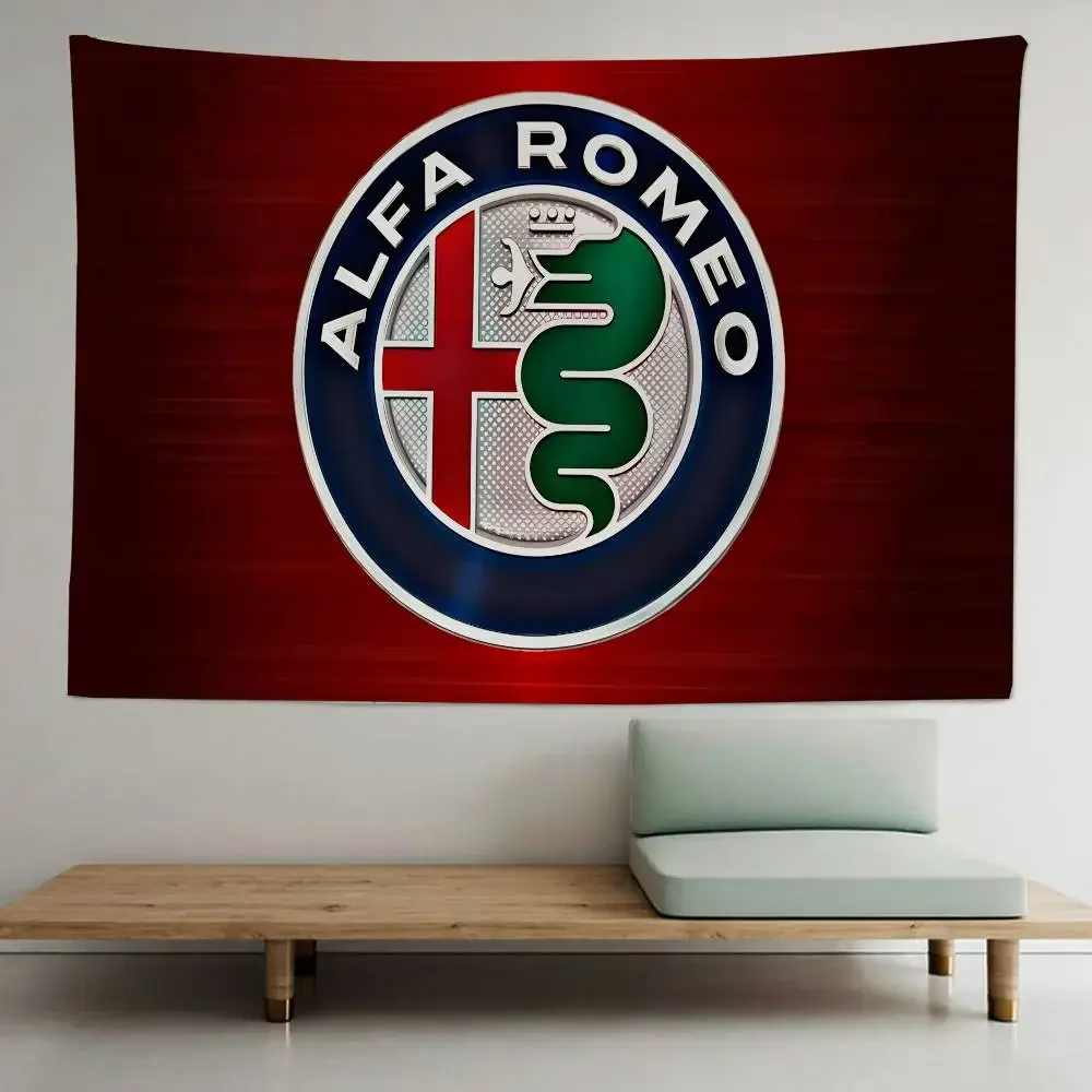 Car Brand A-Alfa R-Romeo Printed Large Wall Tapestry Hanging Tarot Hippie Wall Rugs Dorm Home Decor