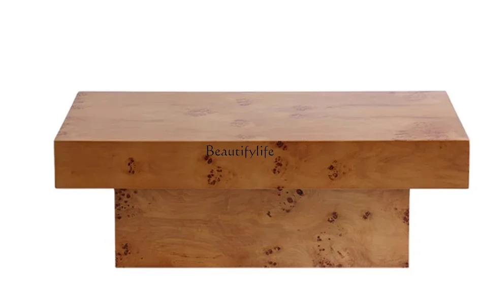 02 Tumor bark coffee table small apartment type wabi sandy wind rectangular table high-end middle and ancient style furniture