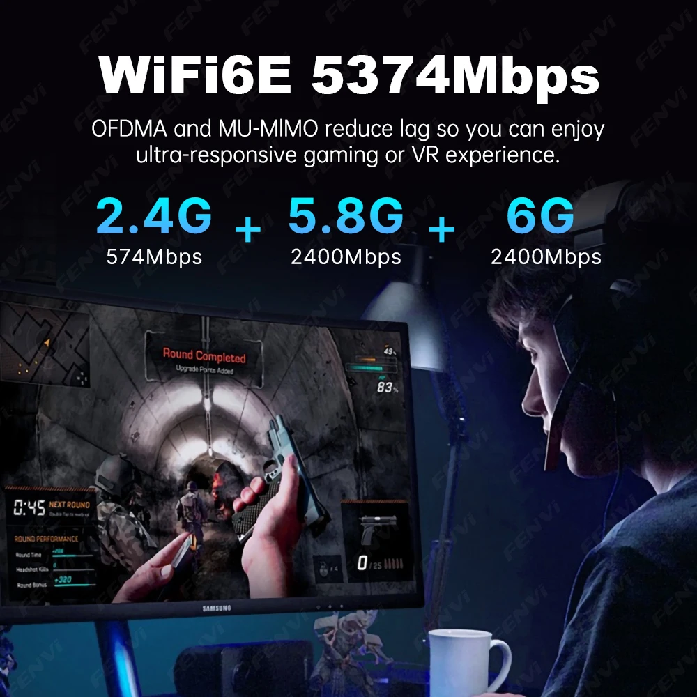 WiFi 6E AX5400 PCI-E Adapter RTL8852CE BT 5.3 Tri Band 2.4G/5G/6Ghz Gigabit Wireless Network Card 802.11AX For Desktop Win 10/11 - view 4