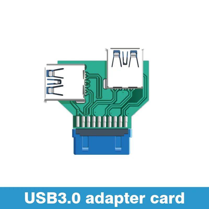 Adaptador de placa base hembra USB 3,0, enchufe de 19/20 pines a divisor Dual USB 3.0A, antiinterferencias para transferencia de datos estable