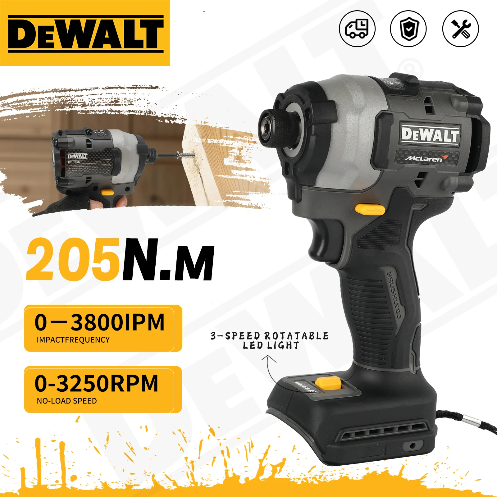 

DEWALT DCF85M 18VBrushless ImpactDriver:3-Speed,205N.mTorque for Woodworking,Furniture Assembly&Heavy-Duty Screw Fastening Tasks