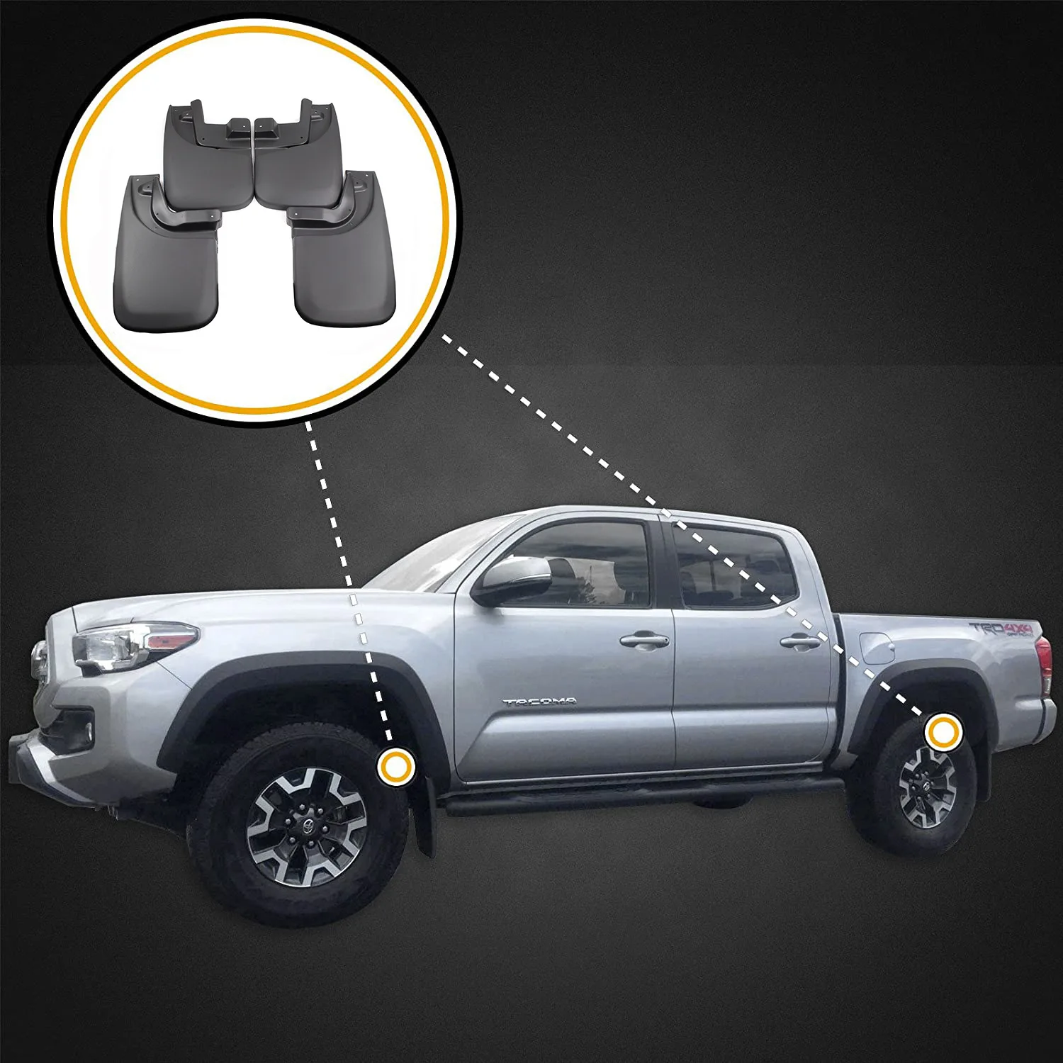 For Premium Heavy Duty Molded 2005-2015 Compatible with Toyota Tacoma Mud Flaps Guards Splash Front & Rear 4pc Set