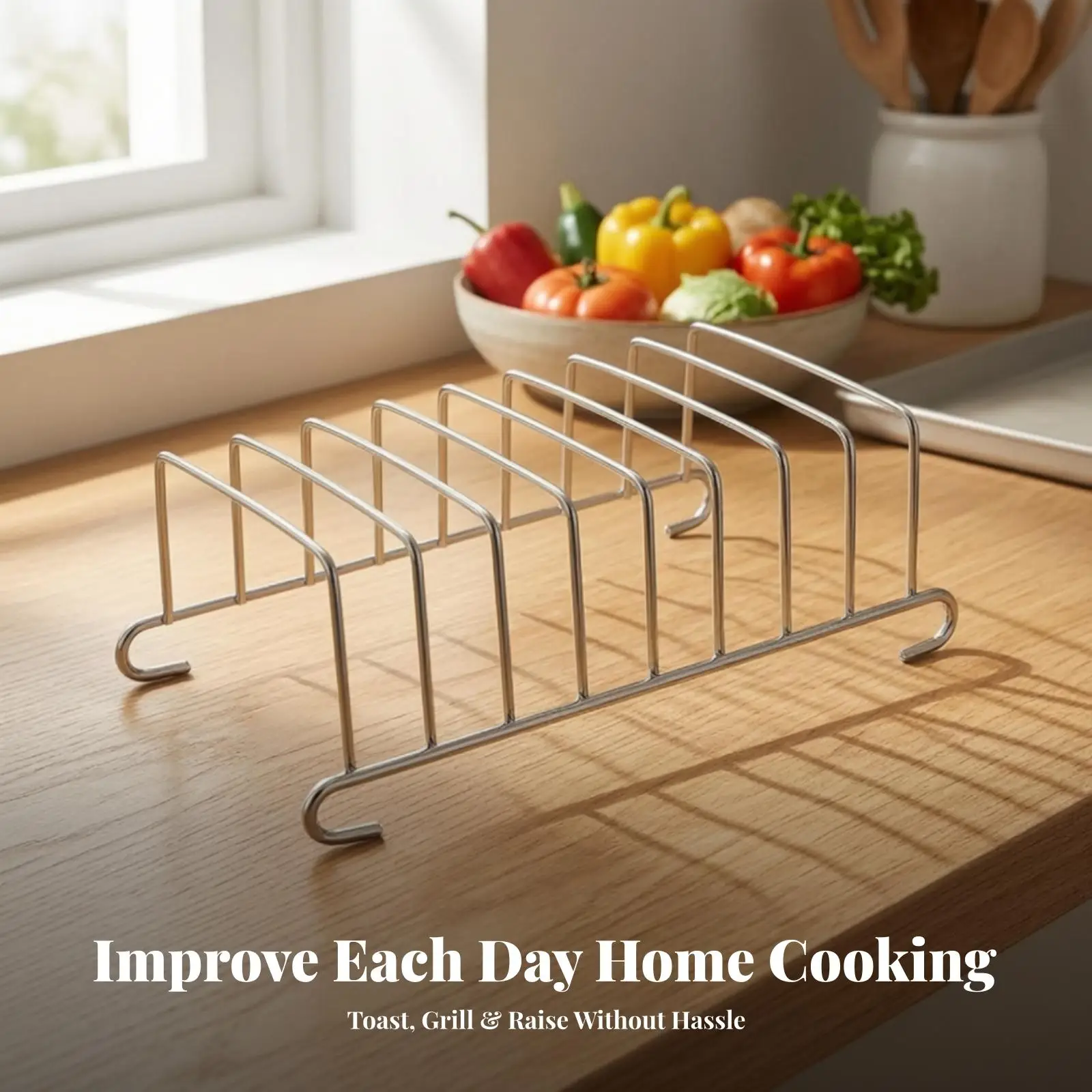 Stainless Steel Bread Rack Toaster Rack for Kitchen Baking Wire Holder for Toast Slices with Curved Feet for Air Flow