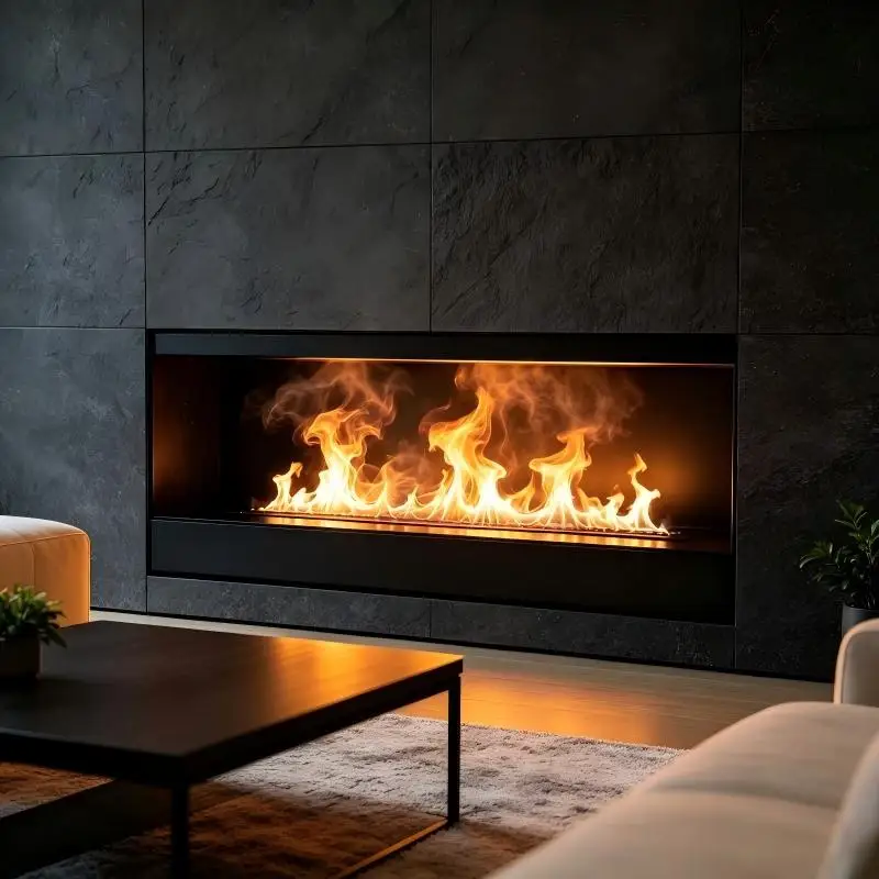 Recessed Water Vapor Fireplace Insert 80cm,7 Flame Colors,Wi-Fi App,luxury gold mist fireplace flame,Auto Water Refill Indicator